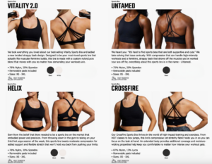 Image of sports bras options from Born Primitive